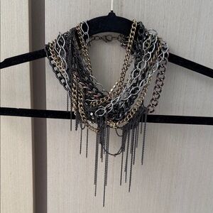 J. Crew Black and Gold Multi-Chain Necklace